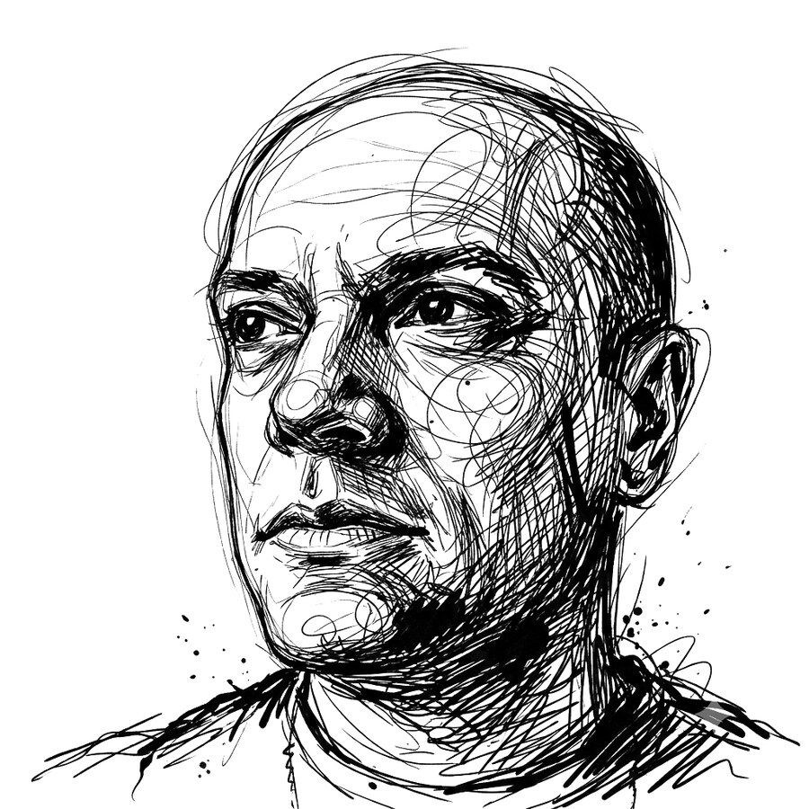 Ink portrait of Pedro de Albuquerque